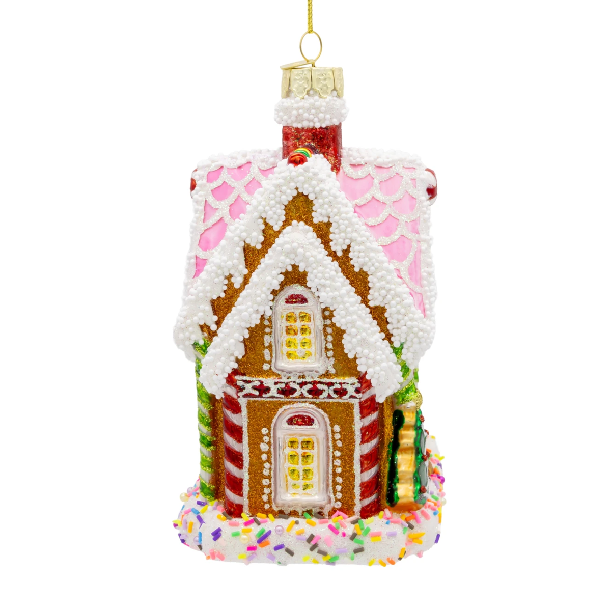 Kurt Adler Bellissimo Glass Gingerbread House Ornament, 6in