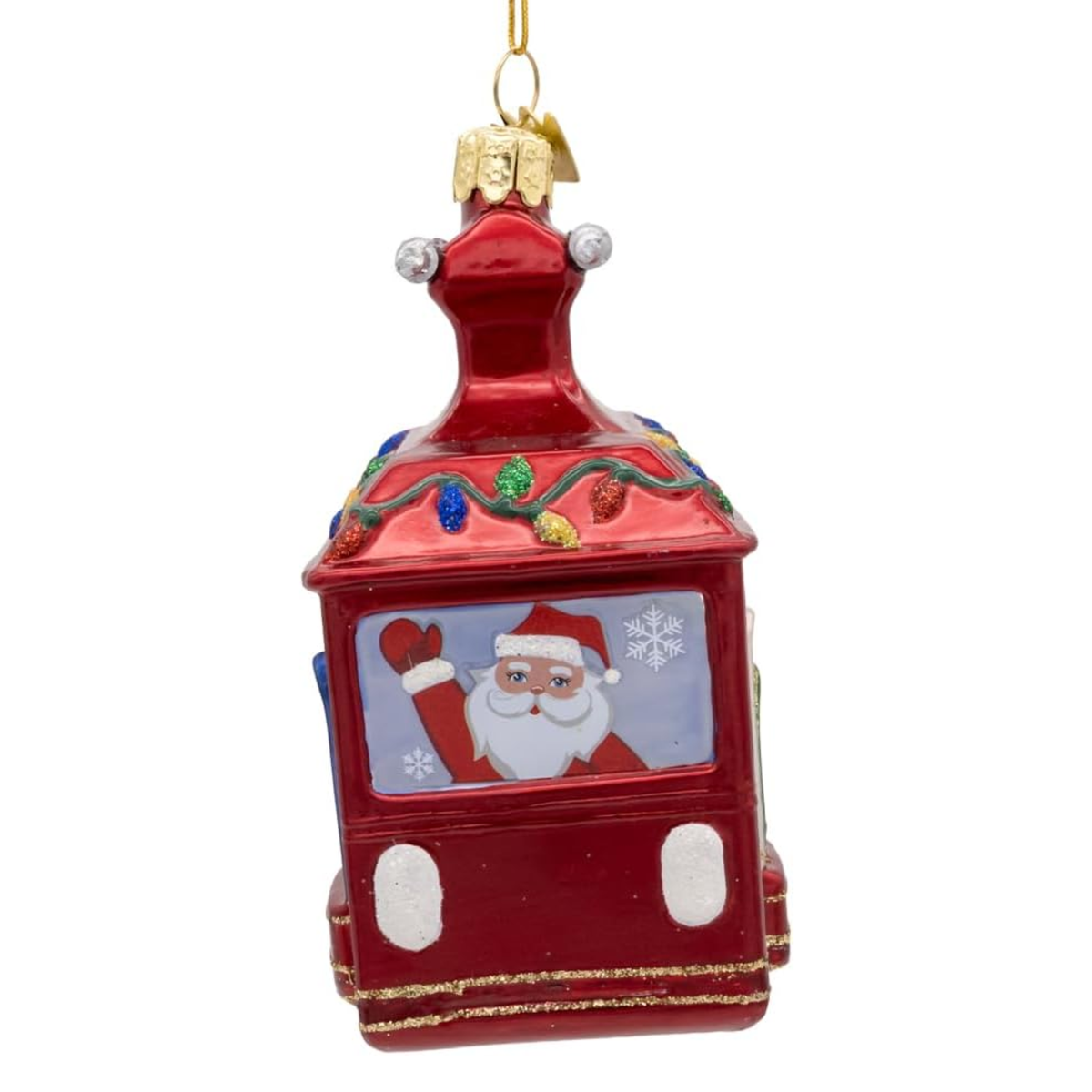 Kurt Adler Noble Gems Glass Santa Ski Gondola Ornament, 5in