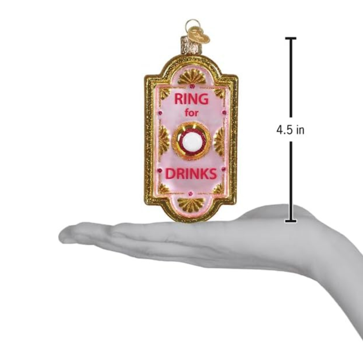 Old World Christmas Blown Glass Tree Ornament, Ring For Drinks Doorbell