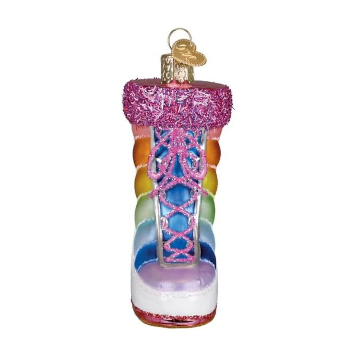 Old World Christmas Blown Glass Tree Ornament, Rainbow Snow Boot