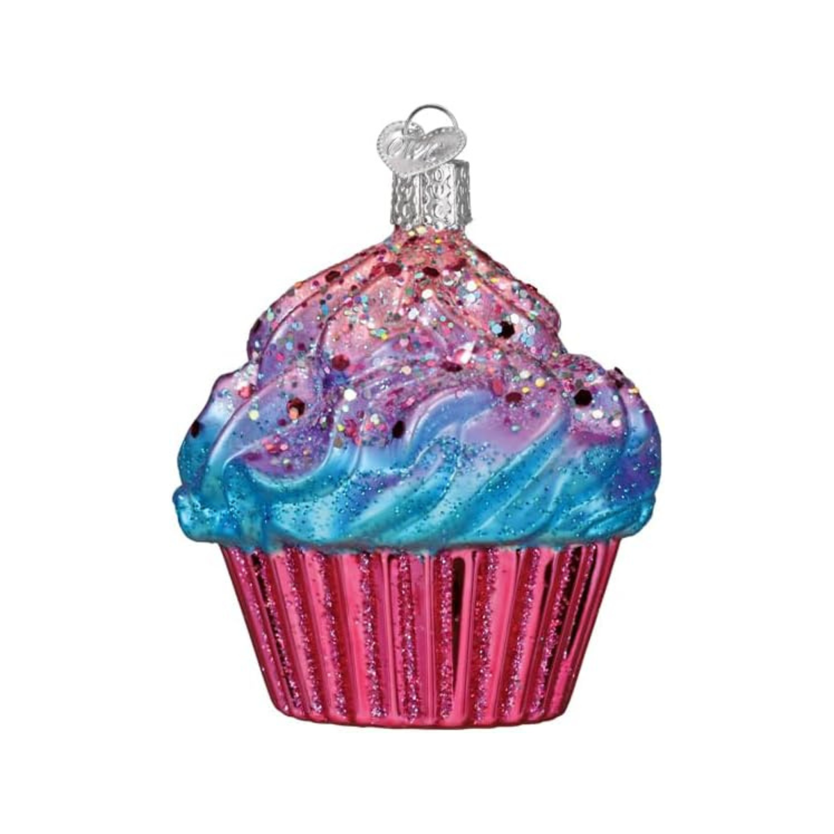 Old World Christmas Blown Glass Tree Ornament, Shimmering Pink Cupcake