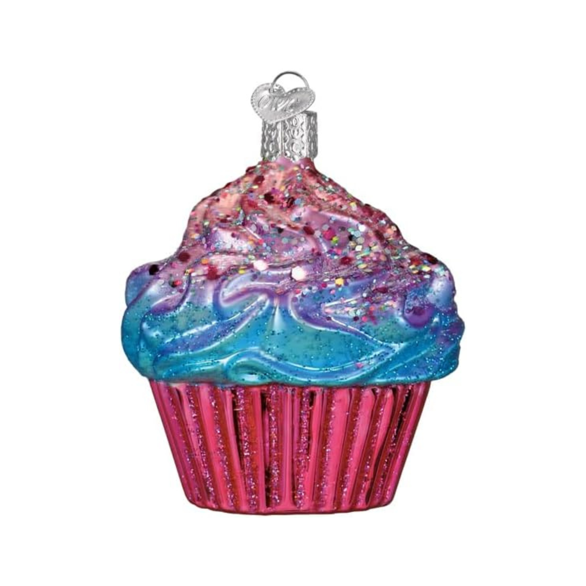 Old World Christmas Blown Glass Tree Ornament, Shimmering Pink Cupcake