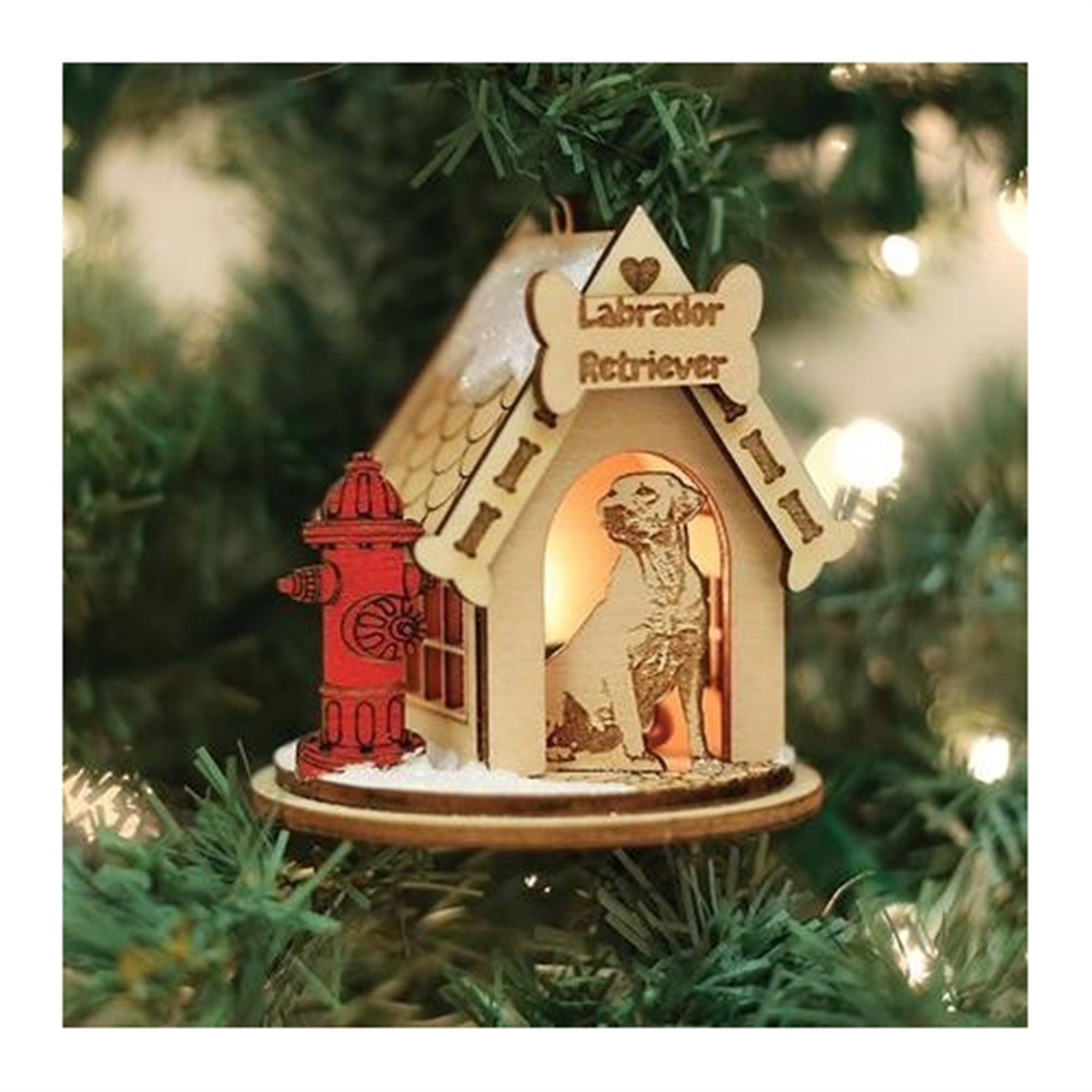 Old World Christmas K-9 Cottage Wooden Doghouse Ornament for Christmas Tree, Labrador Retriever