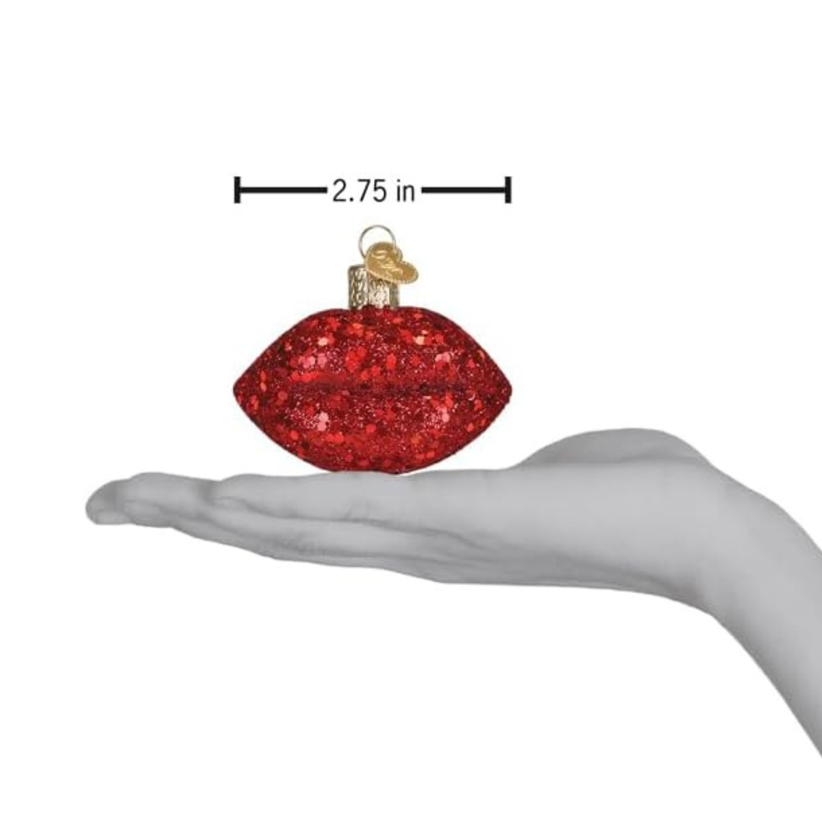 Old World Christmas Blown Glass Tree Ornament, Jeweled Lips, Red