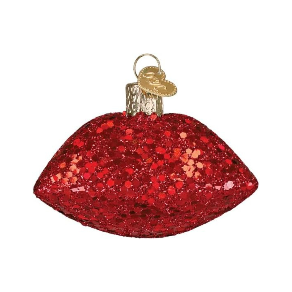 Old World Christmas Blown Glass Tree Ornament, Jeweled Lips, Red