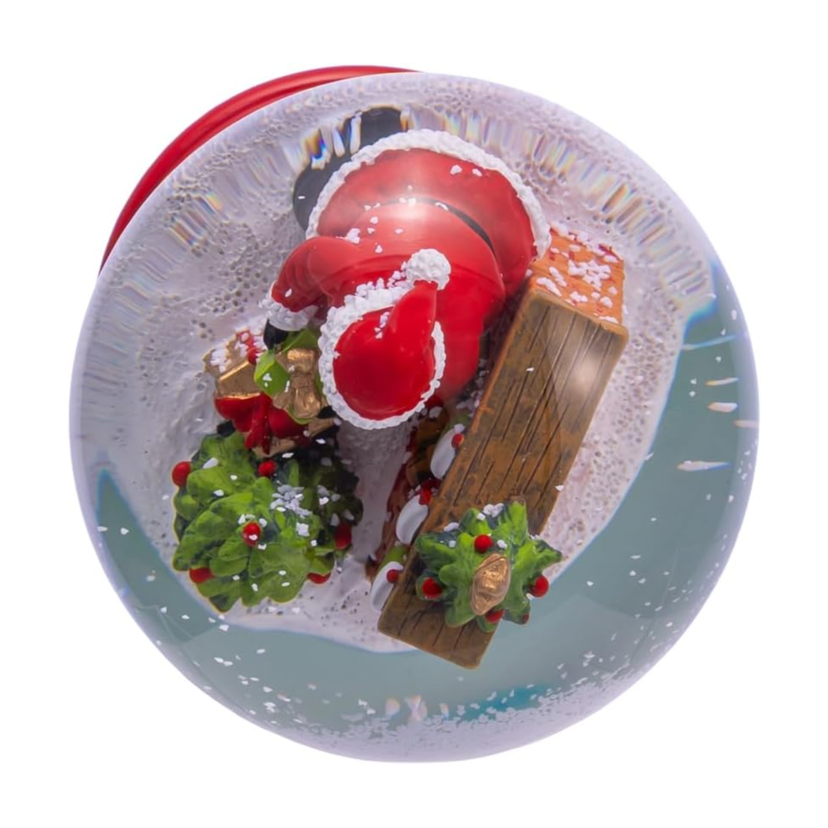Kurt Adler Wind-Up Musical Santa with Chimney & Tree Water Globe, 5.5in