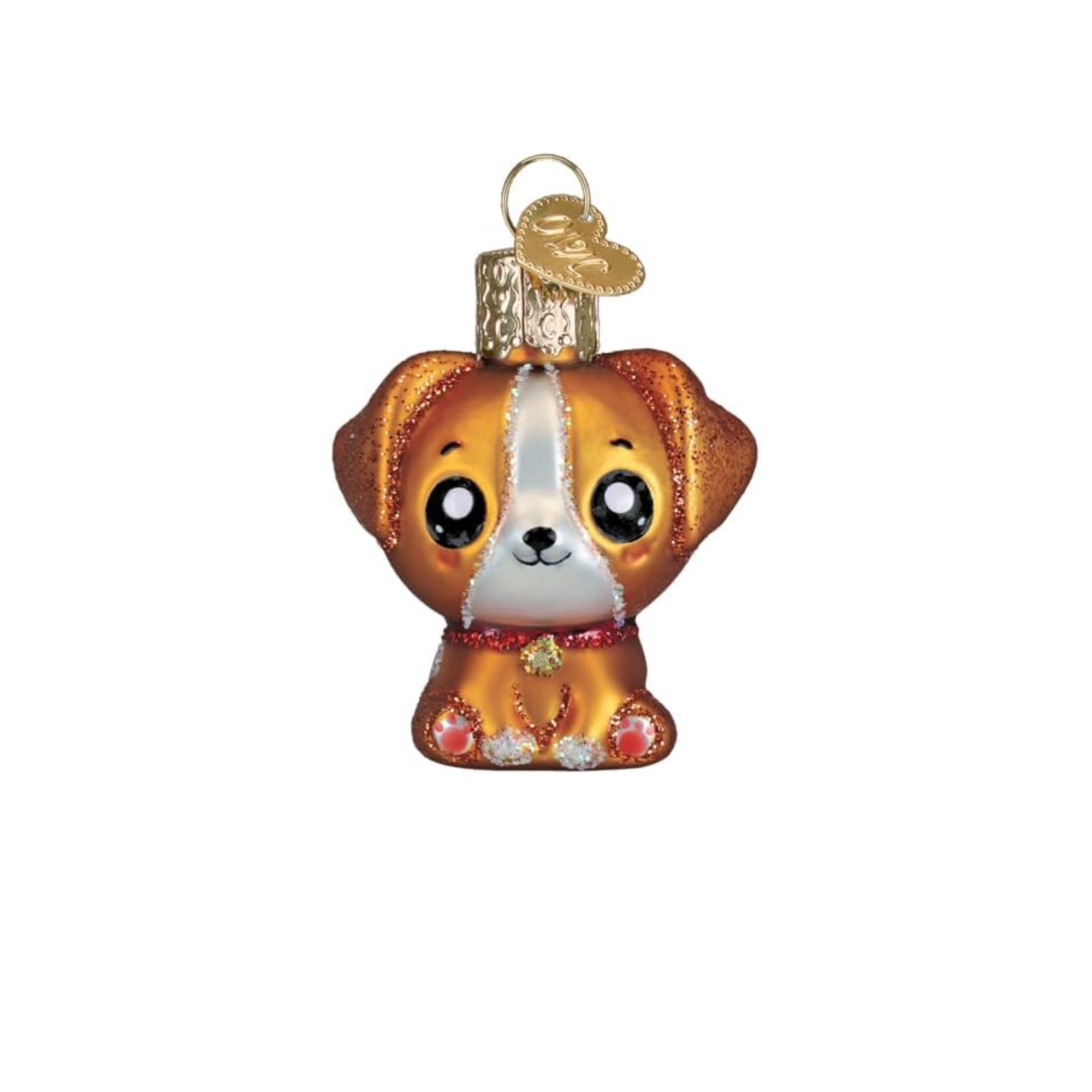 Old World Christmas, Gumdrop Collection, Mini Kawaii Dog Glass Ornament, 2in