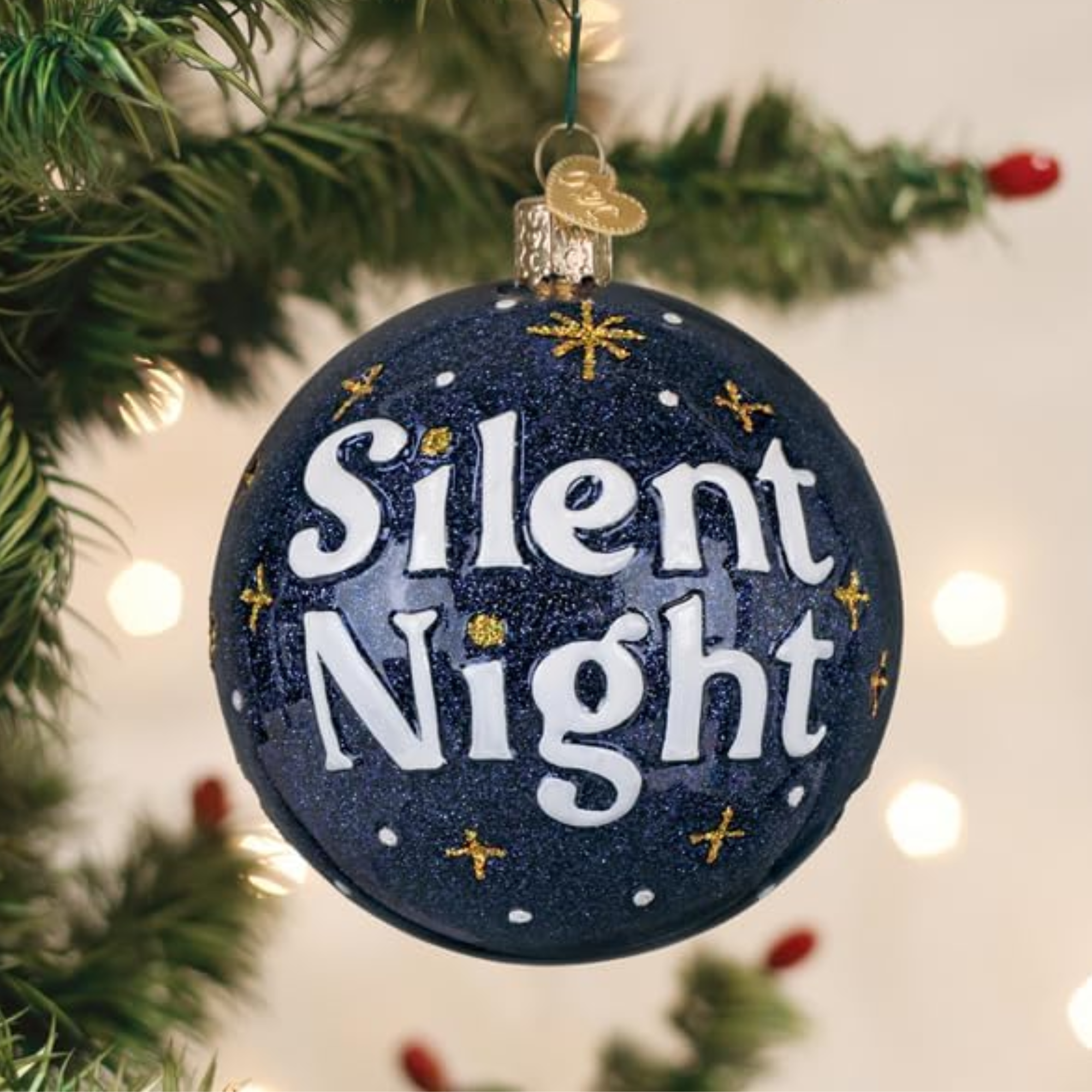 Old World Christmas, Round Collection, Silent Night Glass Ornament