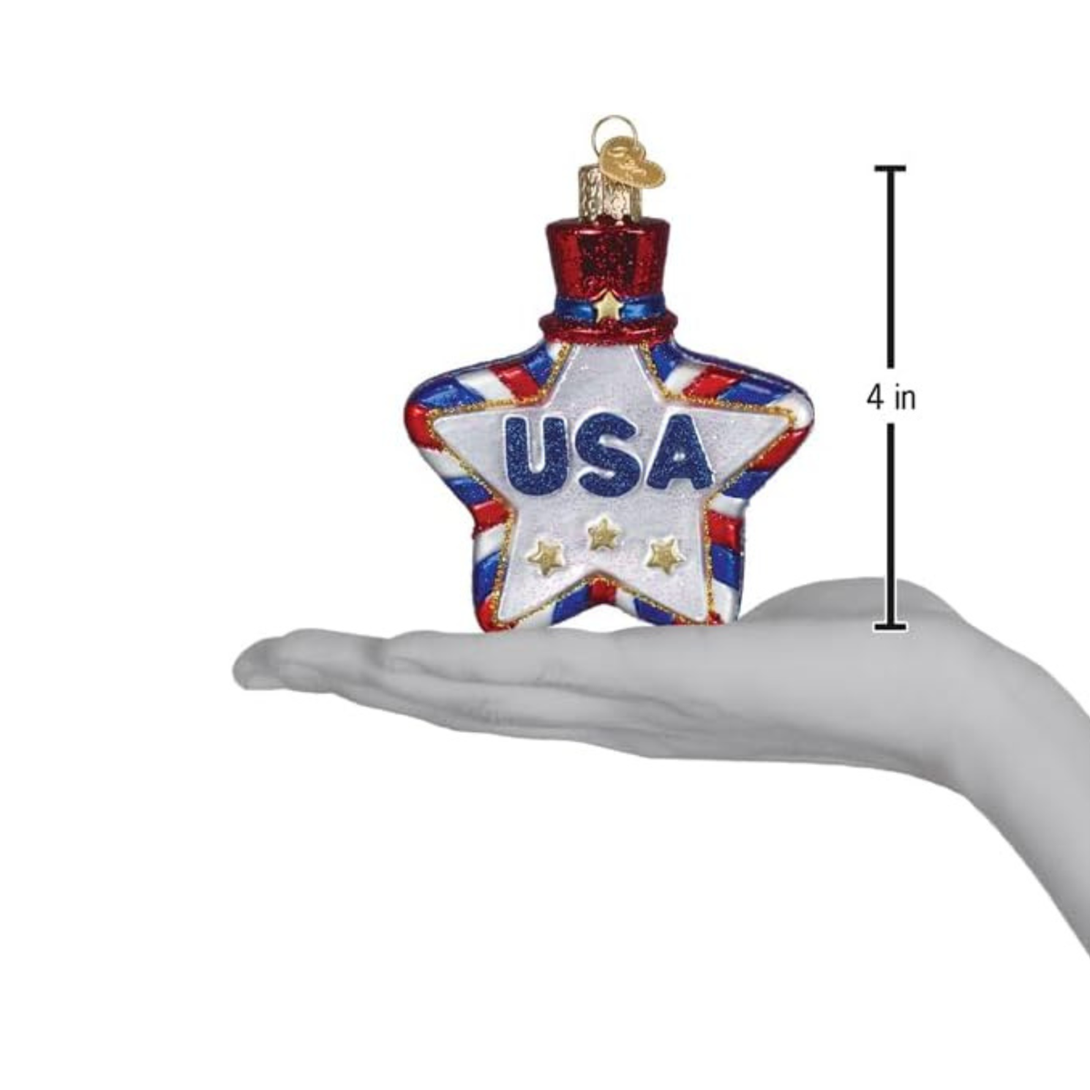 Old World Christmas Blown Glass Tree Ornament, USA Patriotic Star