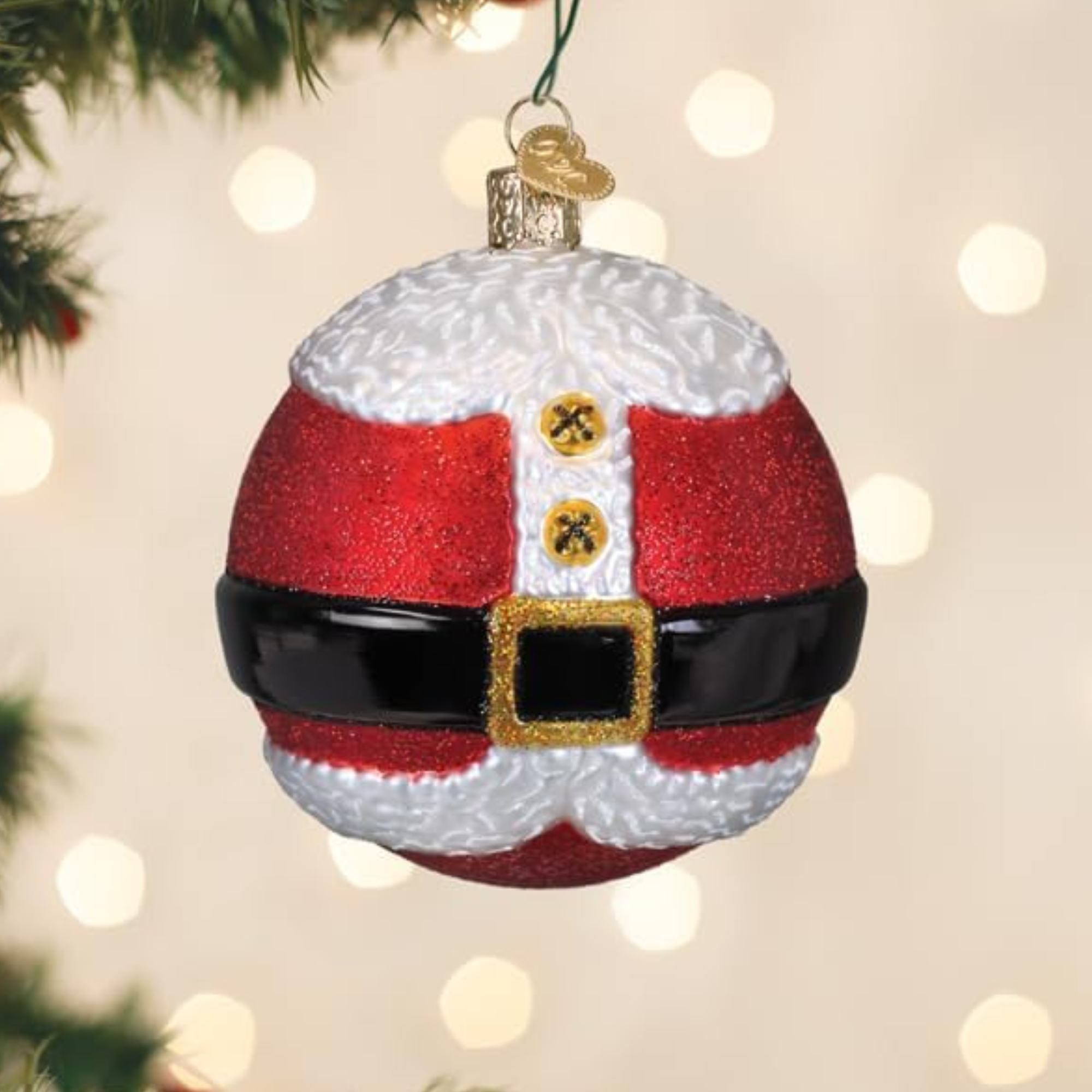 Old World Christmas, Round Collection, Santa Claus Glass Ornament