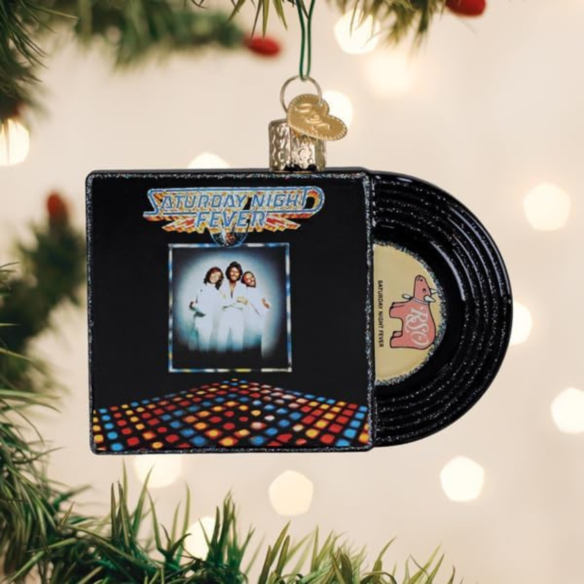 Old World Christmas Blown Glass Tree Ornament, Saturday Night Fever Album