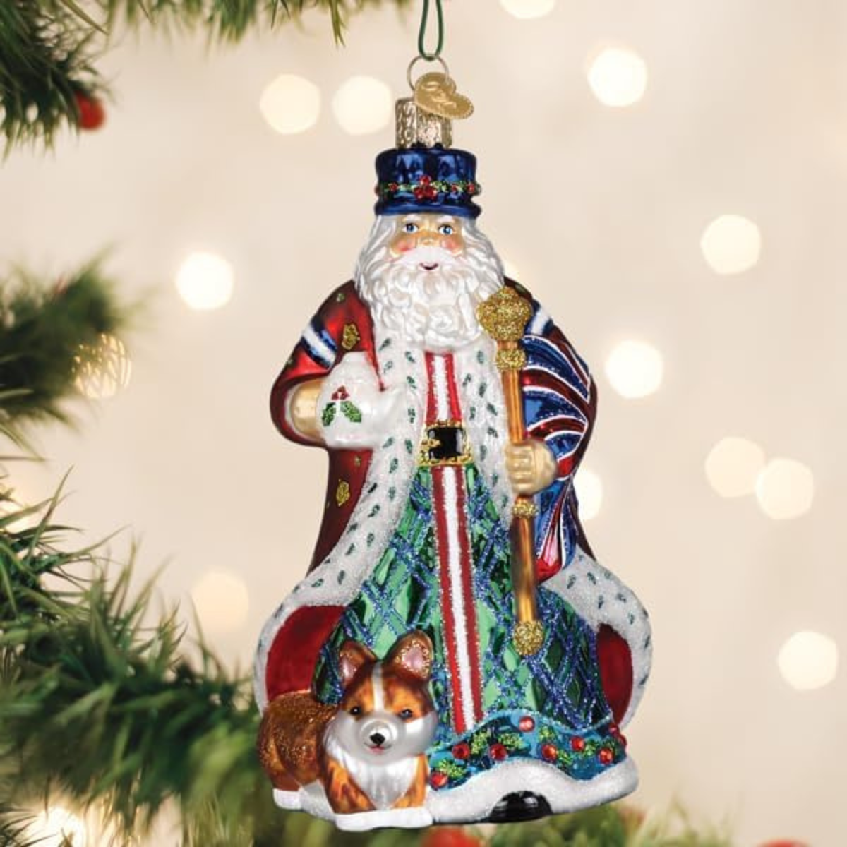 Old World Christmas Blown Glass Tree Ornament, United Kingdom Santa