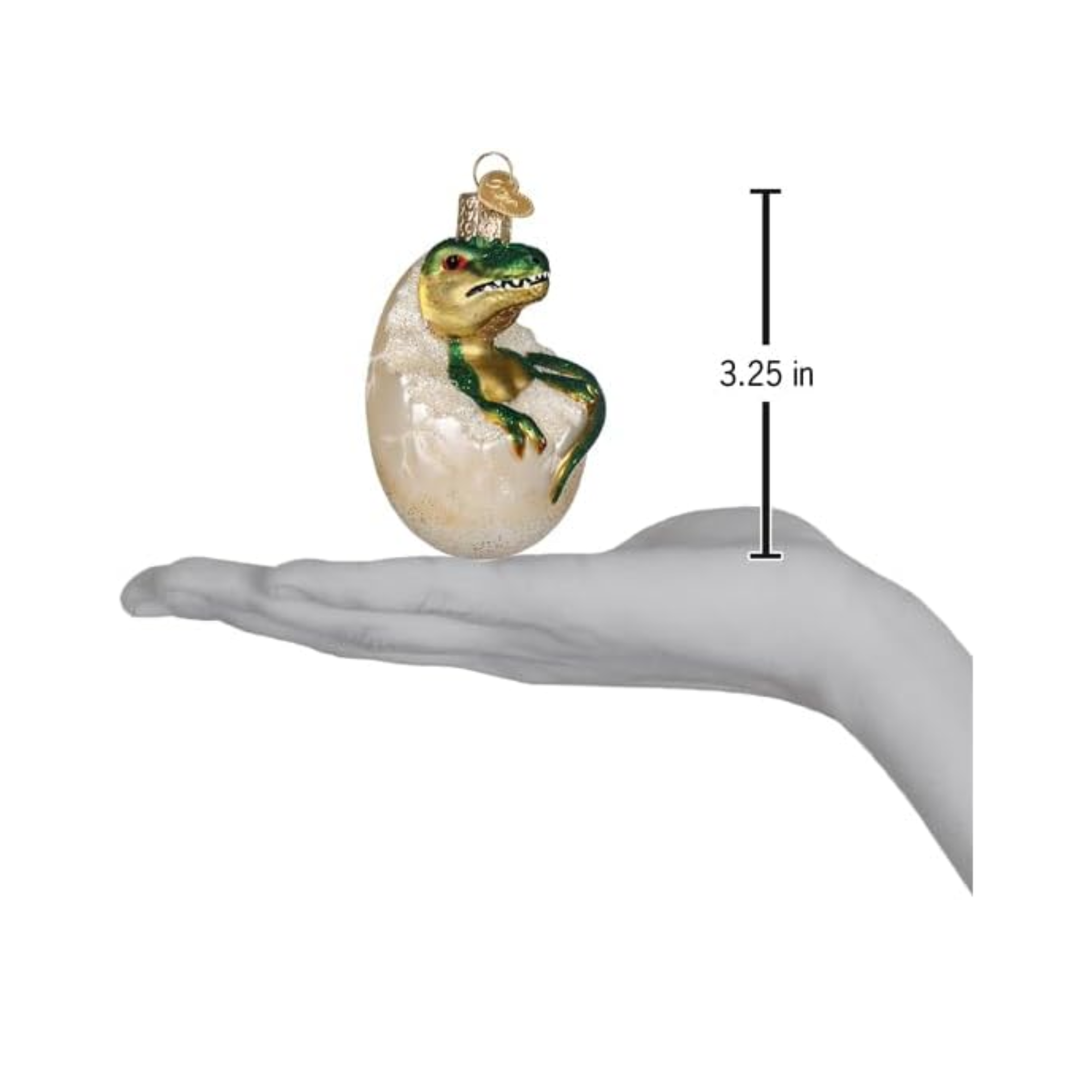 Old World Christmas Blown Glass Baby T-Rex Dino in Egg Ornament