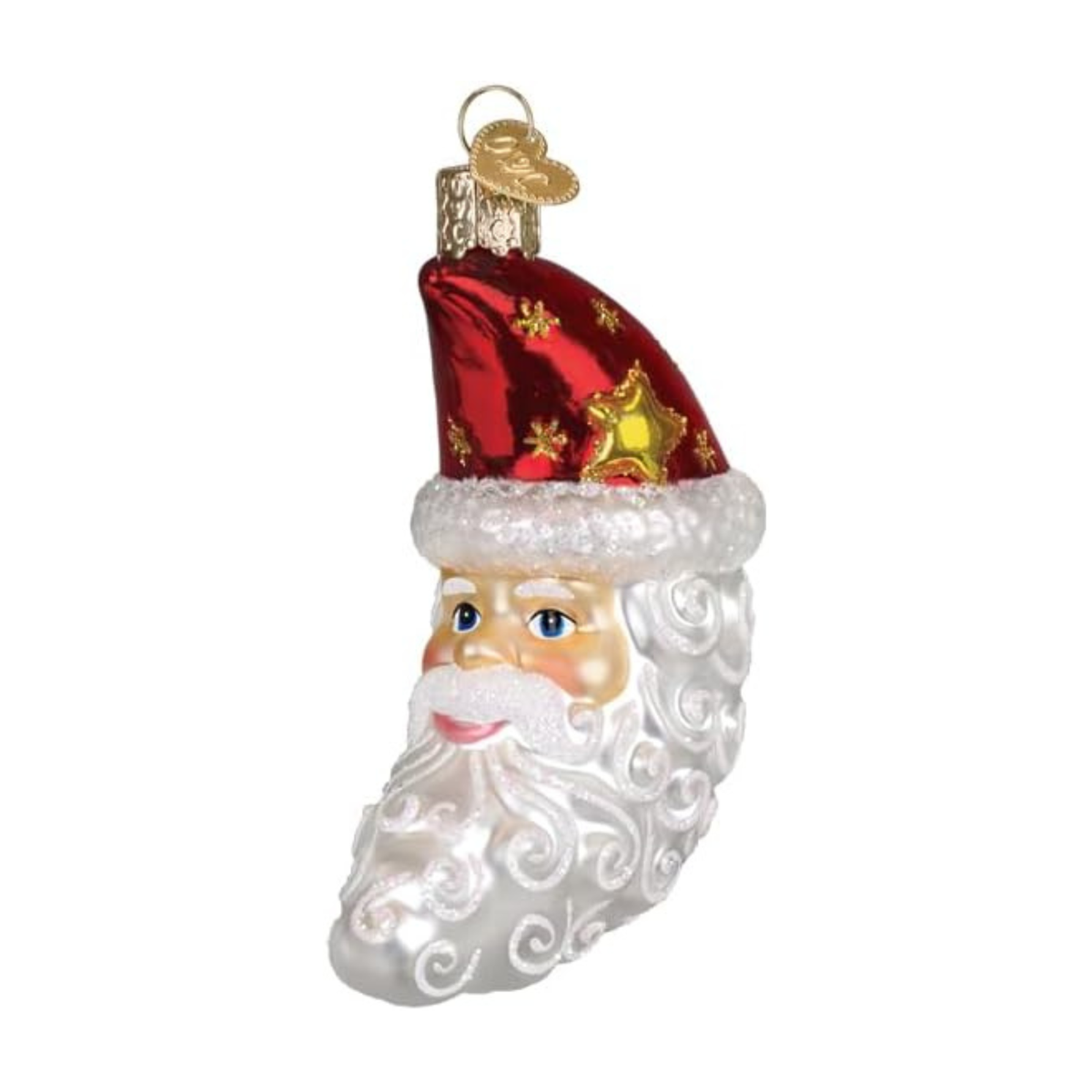 Old World Christmas Blown Glass Tree Ornament, Santa Moon Face