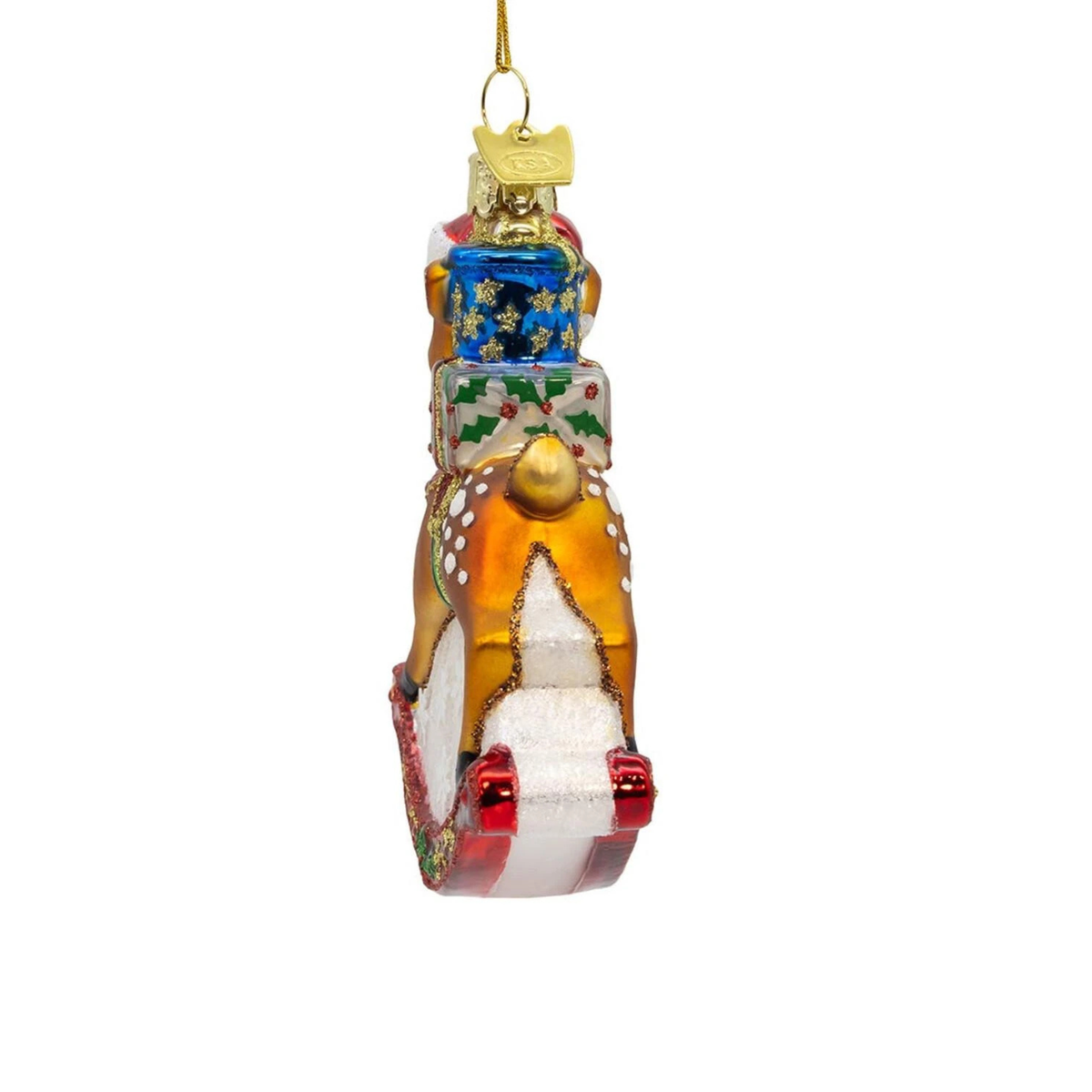 Kurt Adler Noble Gems Glass Ornament Collection, Rocking Deer, 4.3in