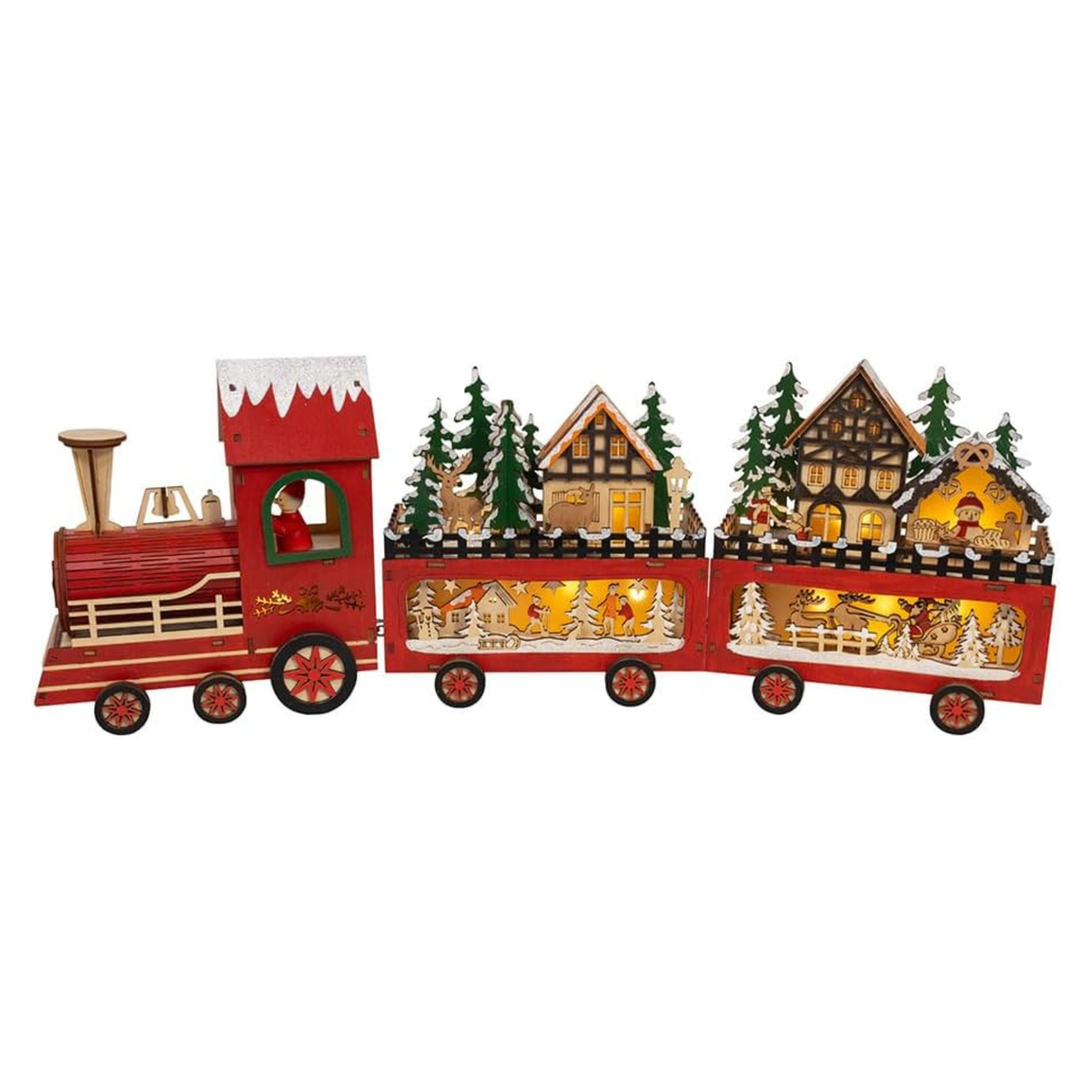 Kurt Adler Battery-Operated LED Train with Santa & Home Scene, 22in
