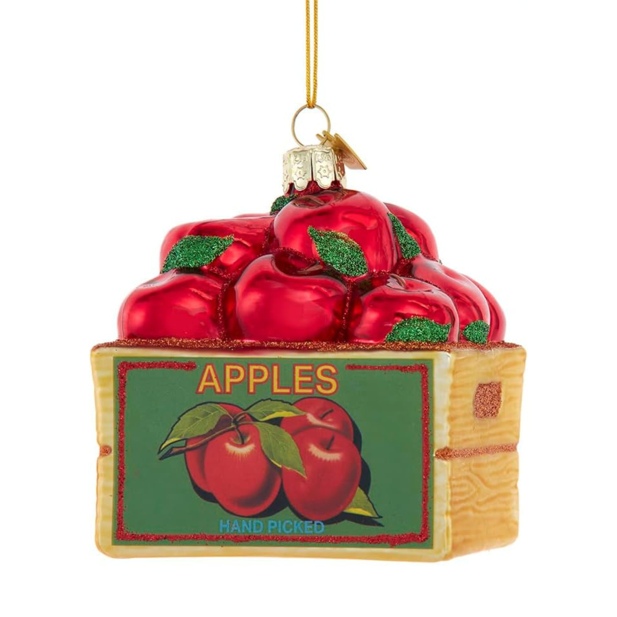 Kurt Adler Noble Gems Glass Ornament Collection, Apple Box, 3.5in