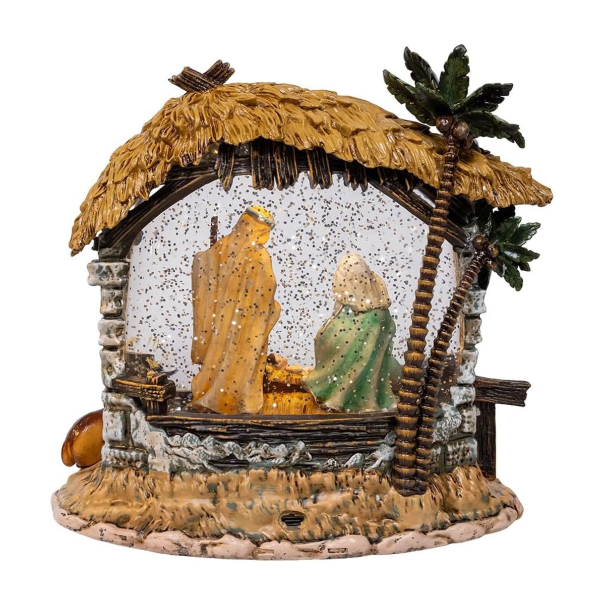 Kurt Adler LED Nativity Scene with Spinning Glitter Water, 8in