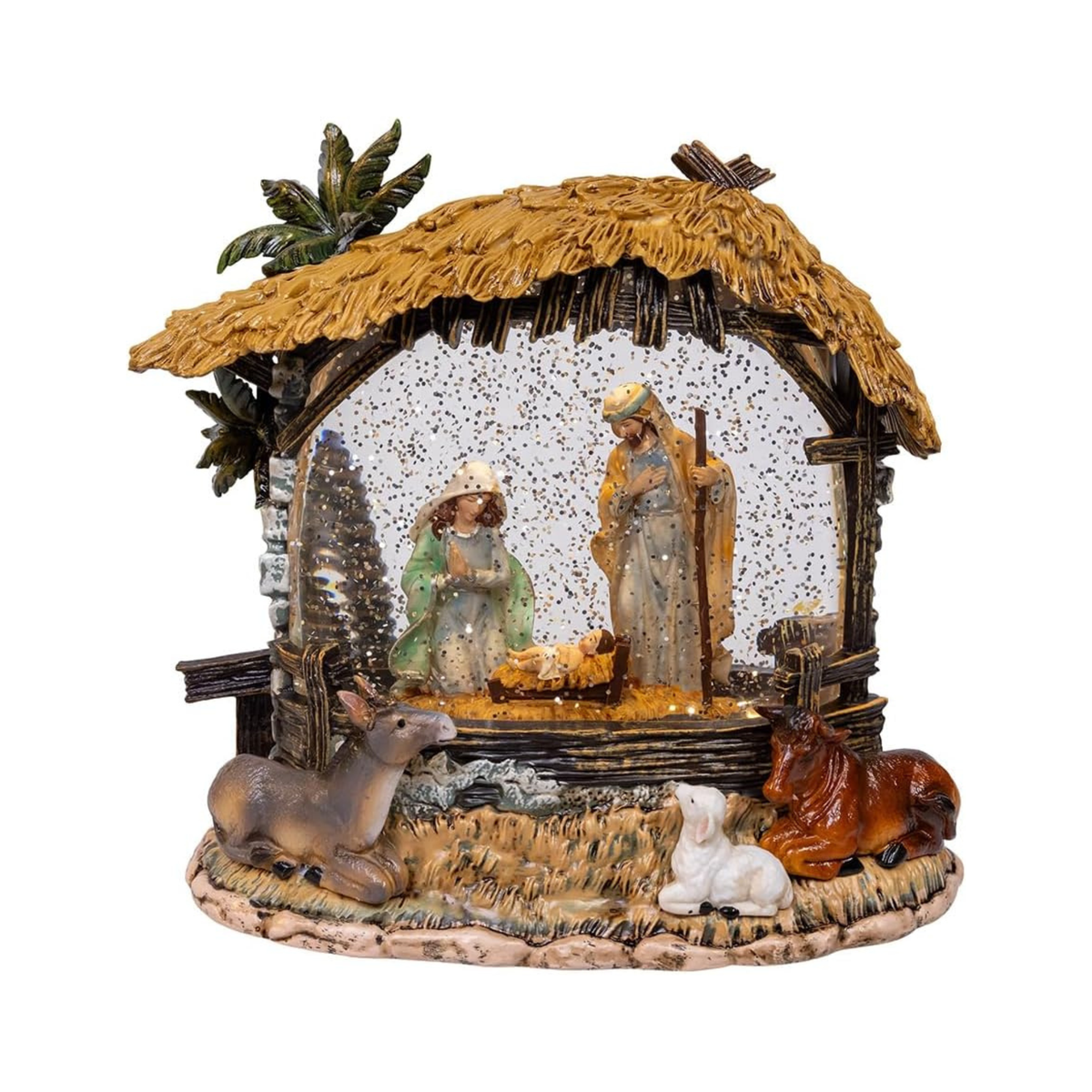 Kurt Adler LED Nativity Scene with Spinning Glitter Water, 8in