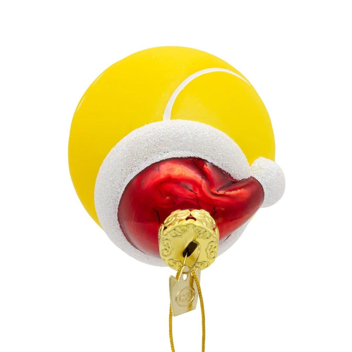 Kurt Adler Noble Gems Glass Ornament, Tennis Ball with Santa Hat, 3in