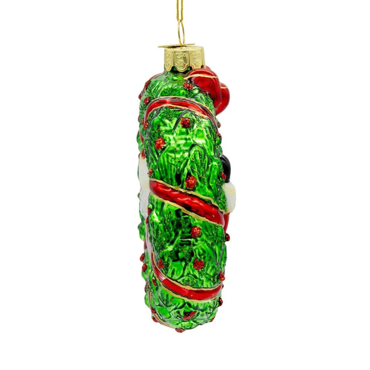 Kurt Adler Noble Gems Glass Ornament Collection, Santa in Wreath, 4.5in