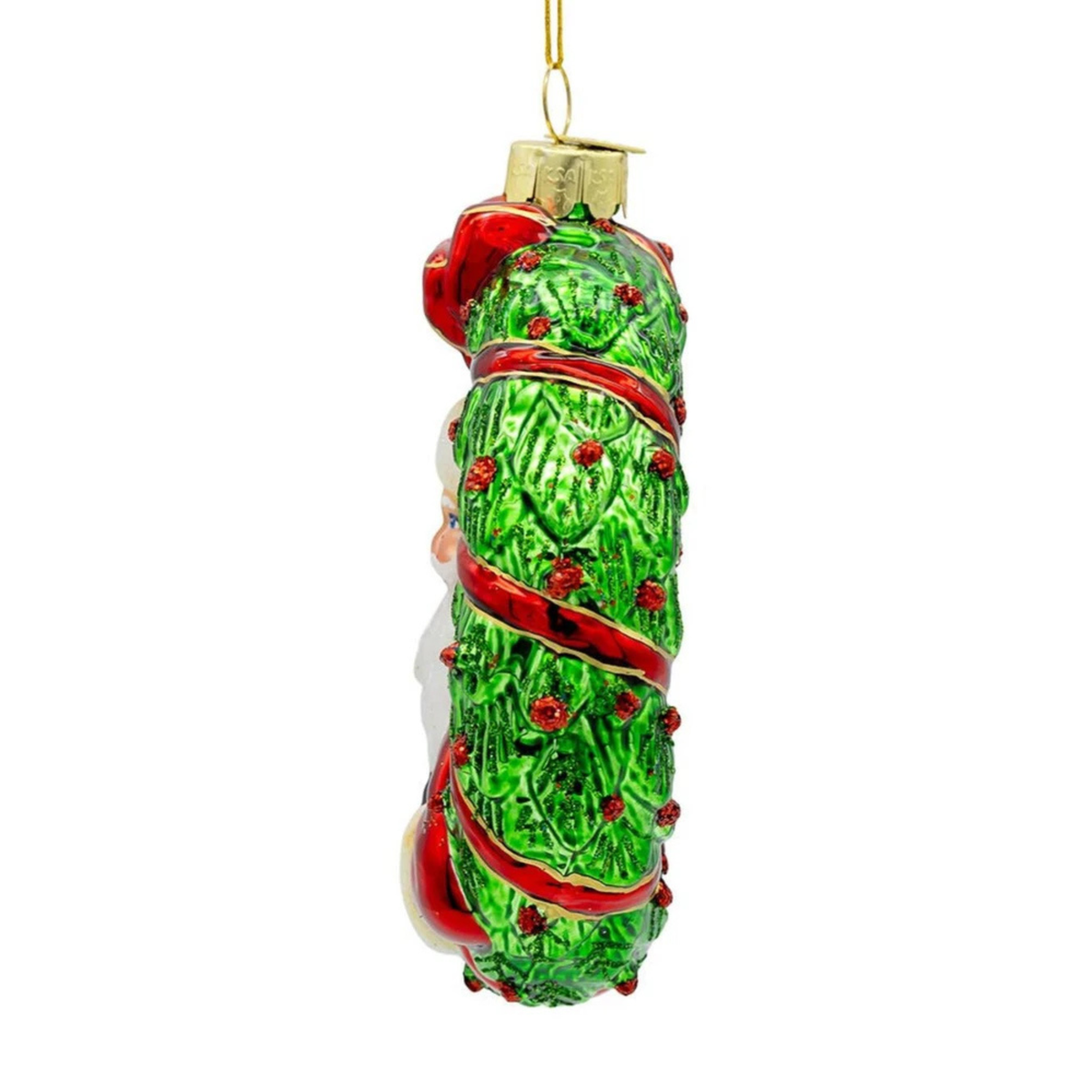 Kurt Adler Noble Gems Glass Ornament Collection, Santa in Wreath, 4.5in