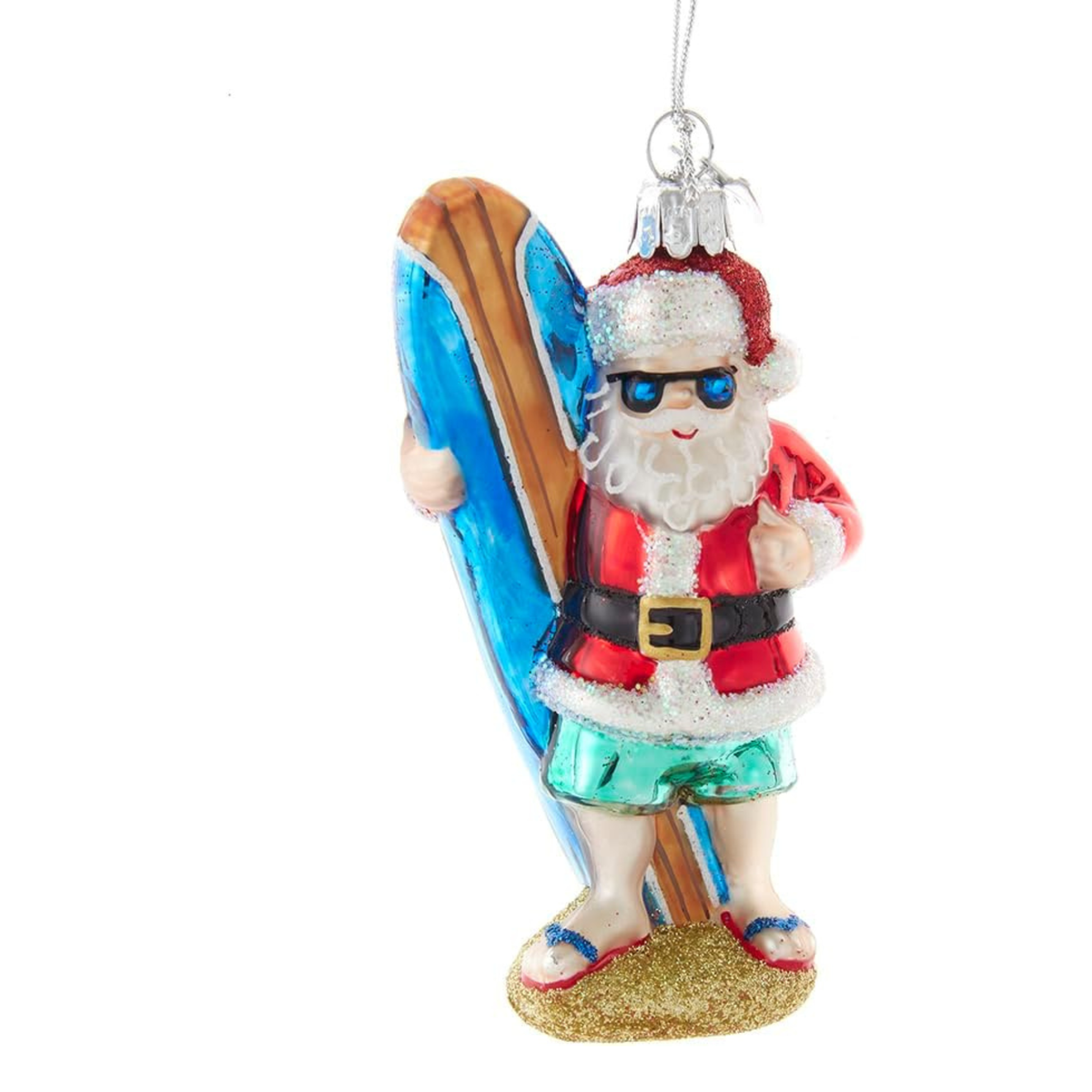 Kurt Adler Noble Gems Glass Ornament Collection, Beach Santa, 4