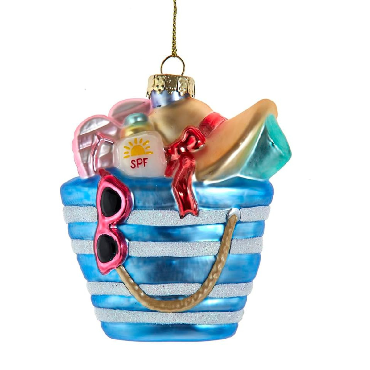 Kurt Adler Noble Gems Glass Ornament Collection, Beach Bag, 5.8in