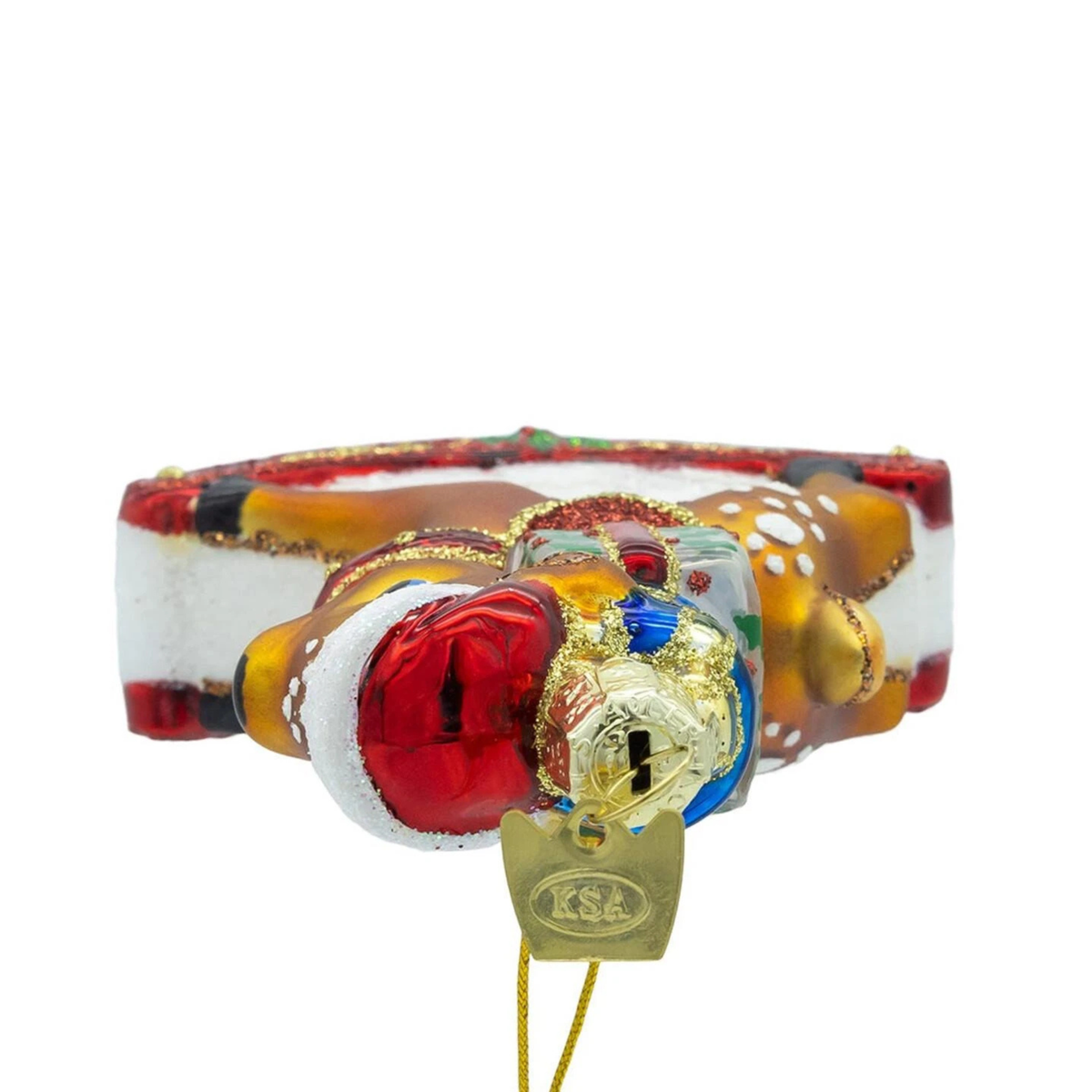 Kurt Adler Noble Gems Glass Ornament Collection, Rocking Deer, 4.3in