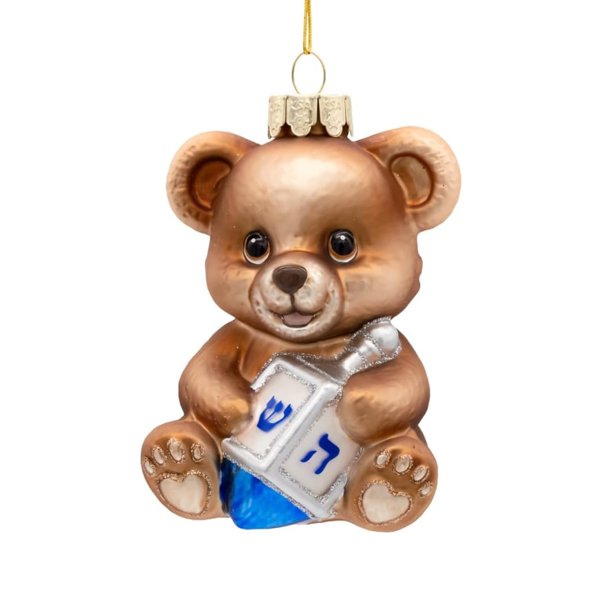 Kurt Adler Noble Gems Glass Ornament Collection, Hanukkah Teddy Bear, 4in