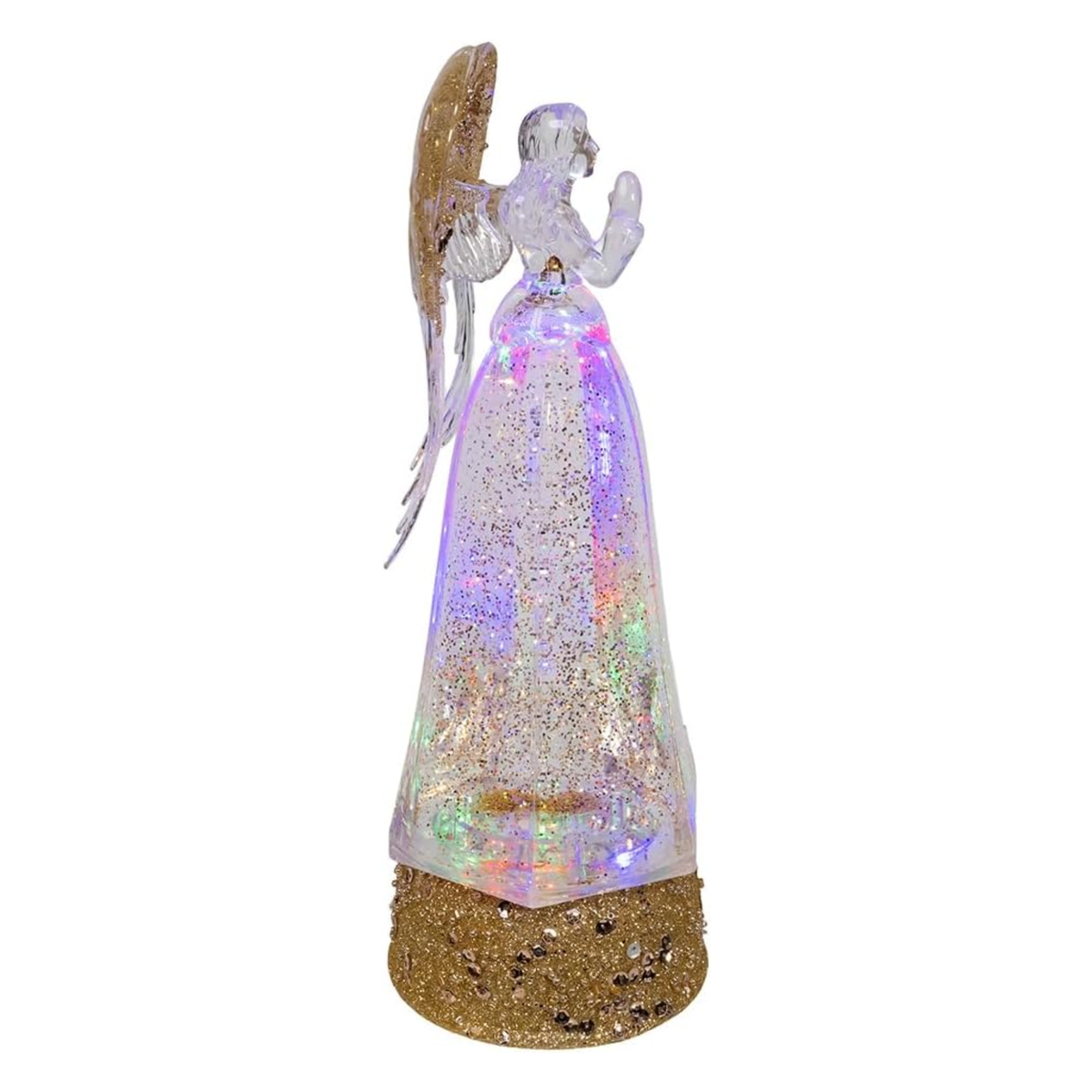 Kurt Adler Battery Operated LED Lighted Swirling Glitter Angel, 10in
