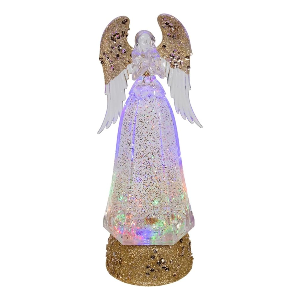 Kurt Adler Battery Operated LED Lighted Swirling Glitter Angel, 10in