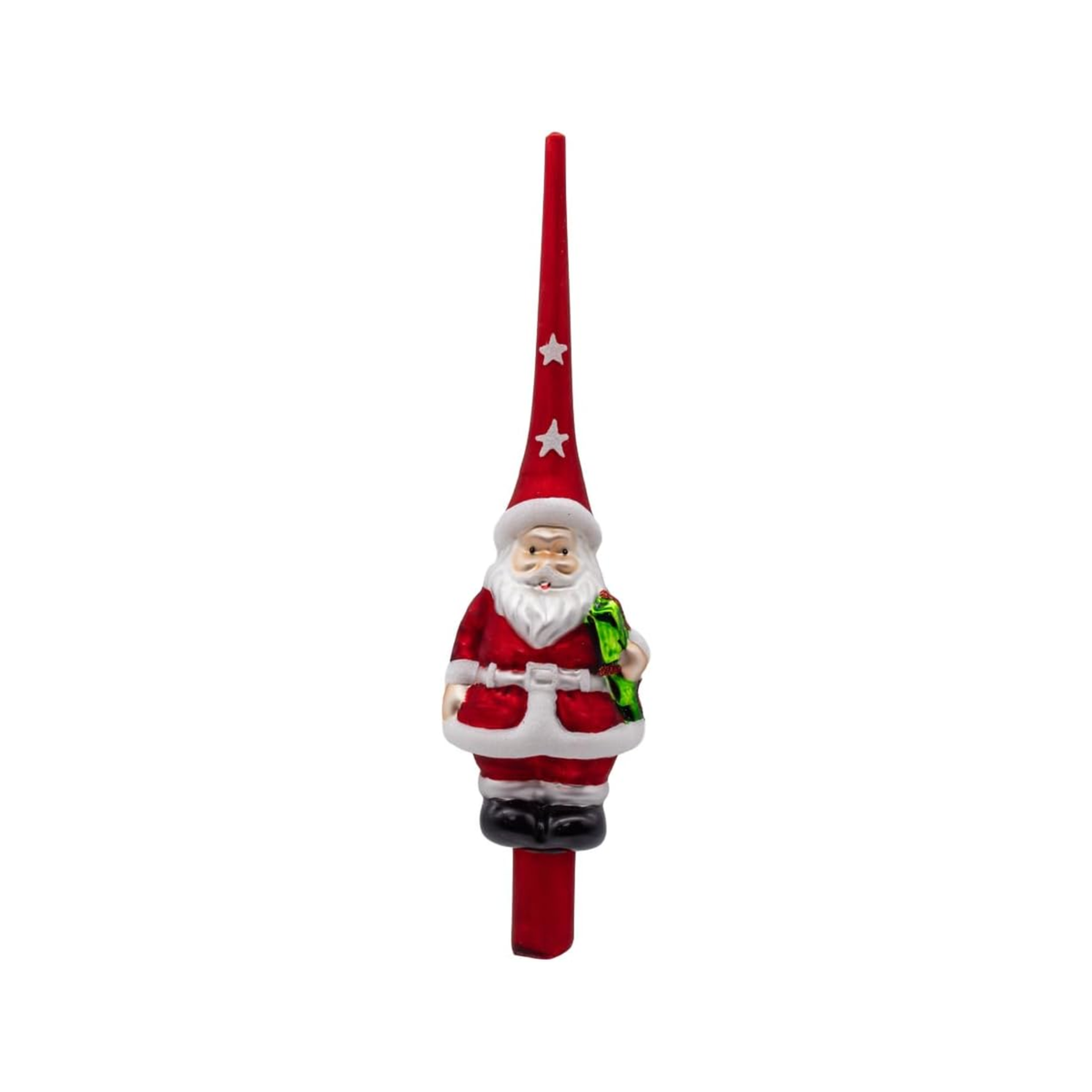Kurt Adler Glass Tree Topper for Christmas Tree, Santa, Red, 12.2in