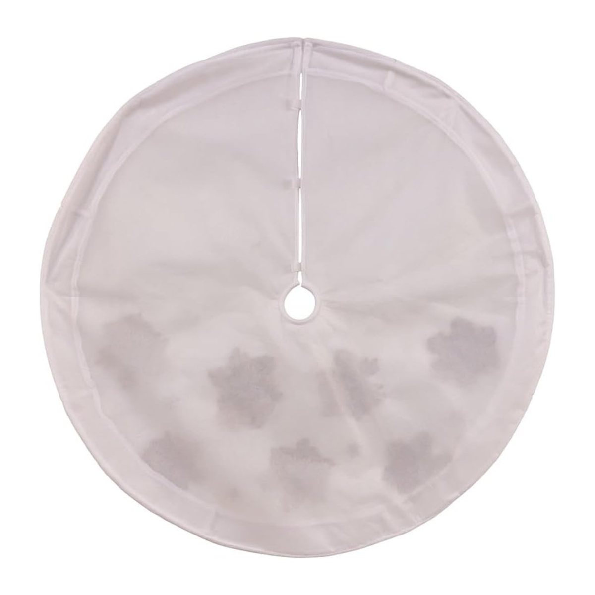 Kurt Adler White Velvet Tree Skirt with Iridescent Snowflakes, 48in