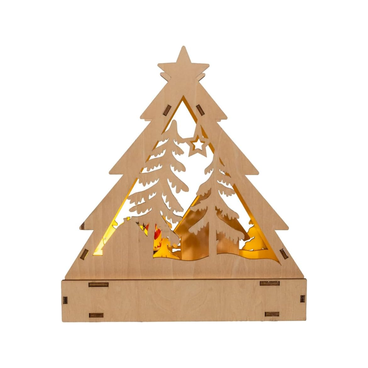 Kurt Adler Battery Operated Lighted Tree Shape Christmas Village Scene, 8in