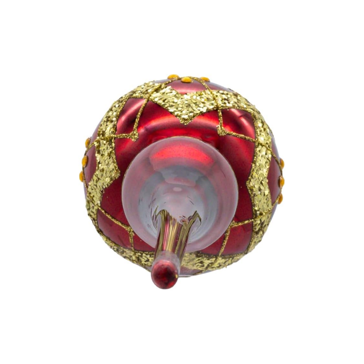 Kurt Adler Glass Tree Topper for Christmas Tree, Stripe, Red and Gold, 12in