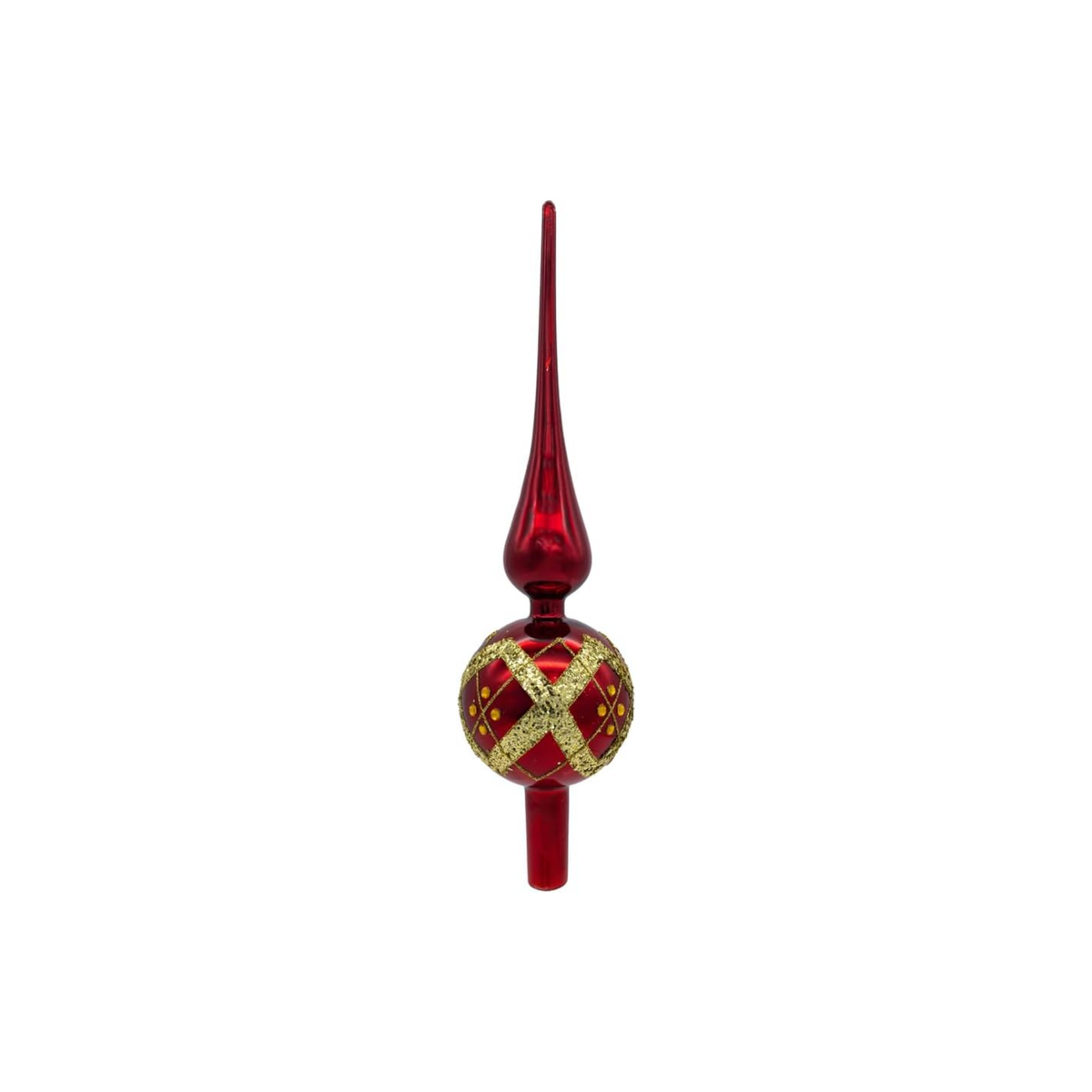 Kurt Adler Glass Tree Topper for Christmas Tree, Stripe, Red and Gold, 12in