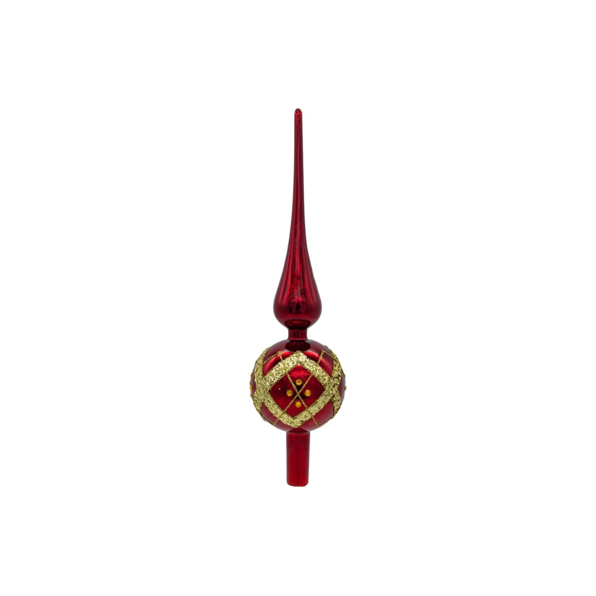 Kurt Adler Glass Tree Topper for Christmas Tree, Stripe, Red and Gold, 12in