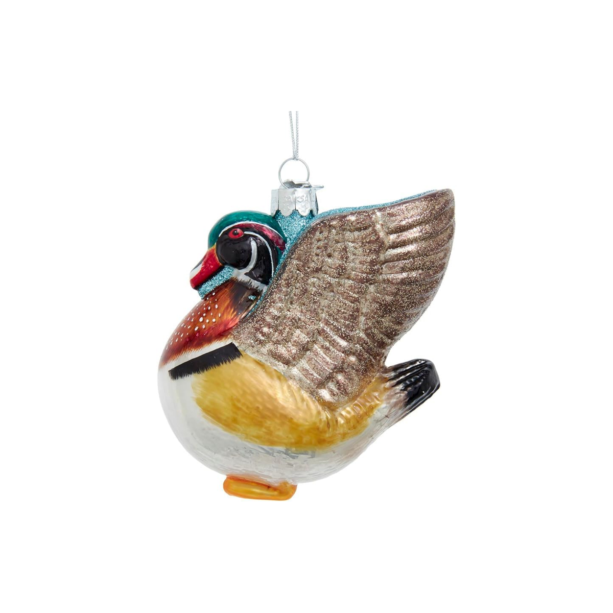 Kurt Adler Noble Gems Glass Ornament for Christmas Tree, Wood Duck
