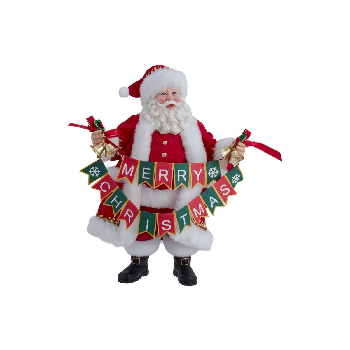 Kurt Adler Fabriche Figurine Collection, Santa with Christmas Banner, 12in