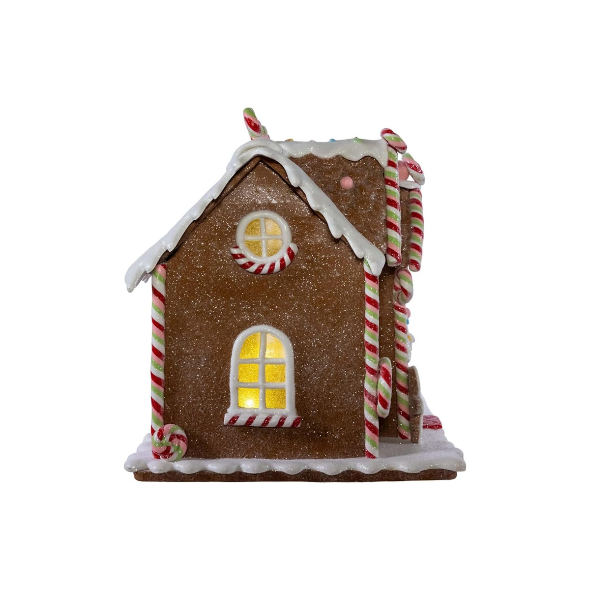 Kurt Adler LED Christmas Figurine, Gingerbread Lollipop House, 8in