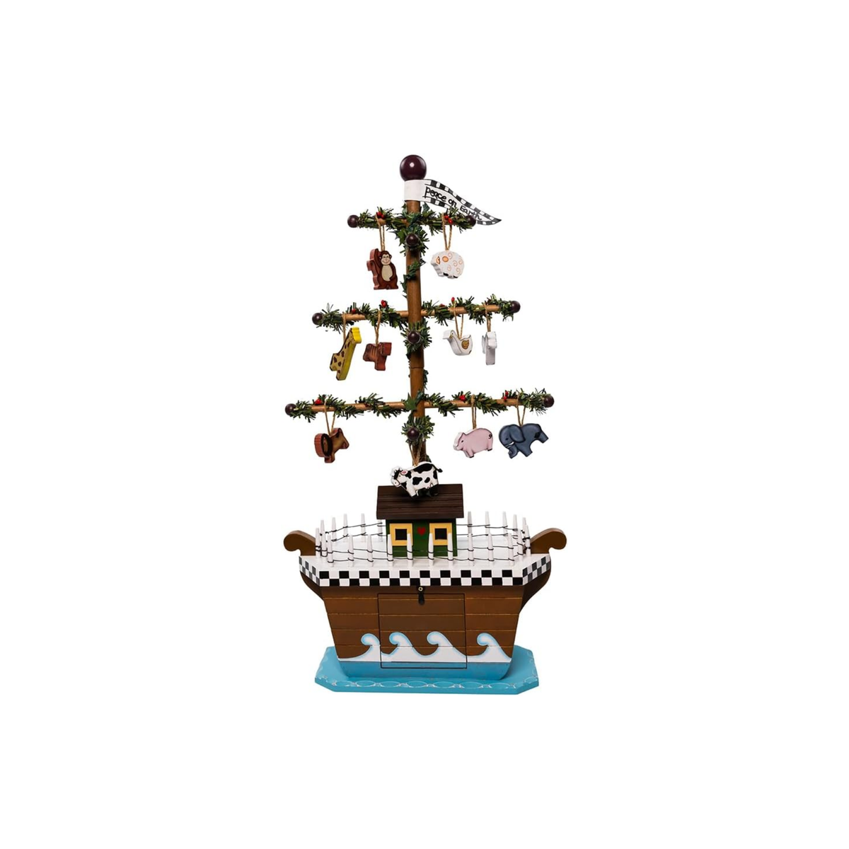 Kurt Adler Wooden Noaks Ark Christmas Tree Figurine, 21in