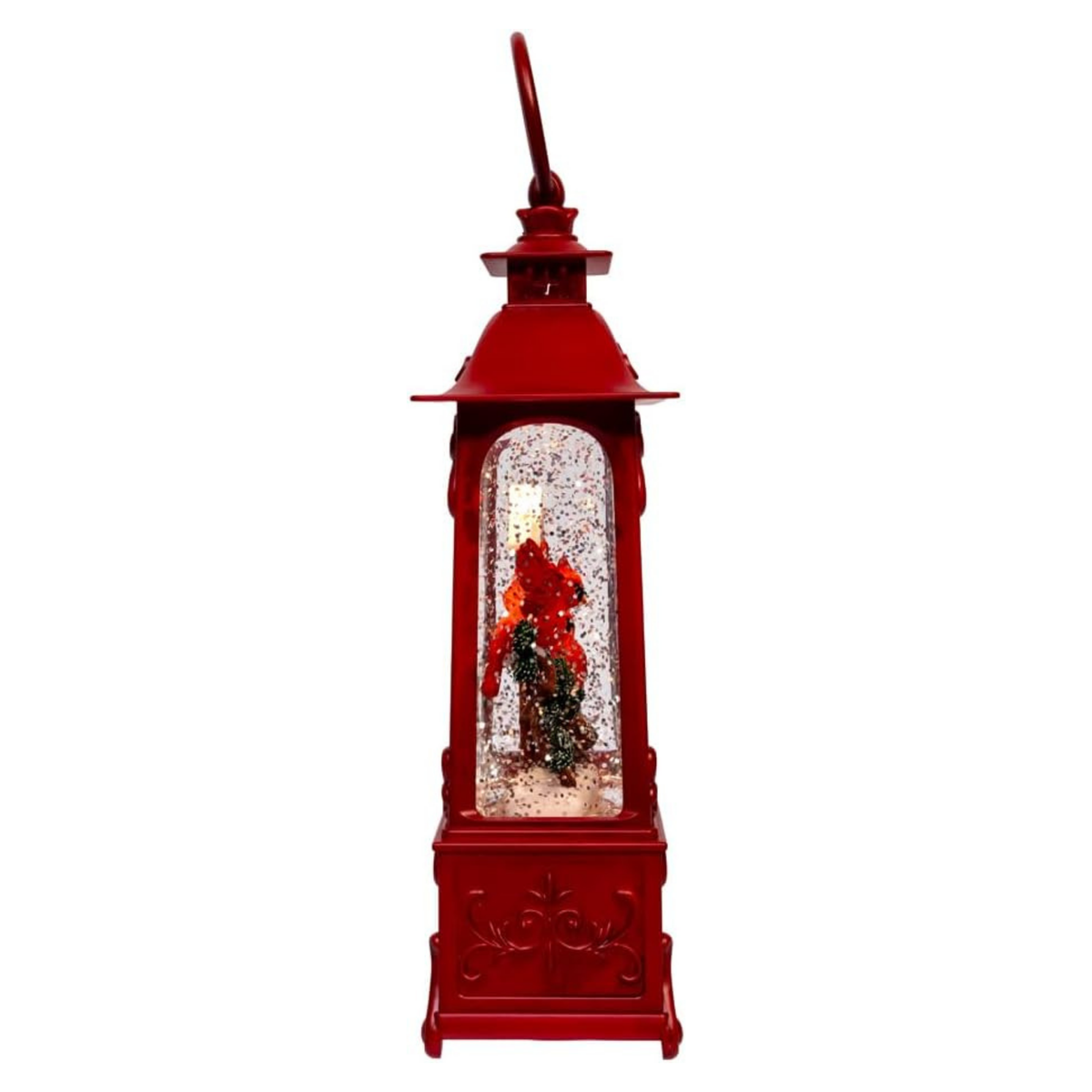 Kurt Adler LED Cardinals on Tree Branch Water Lantern, 9in