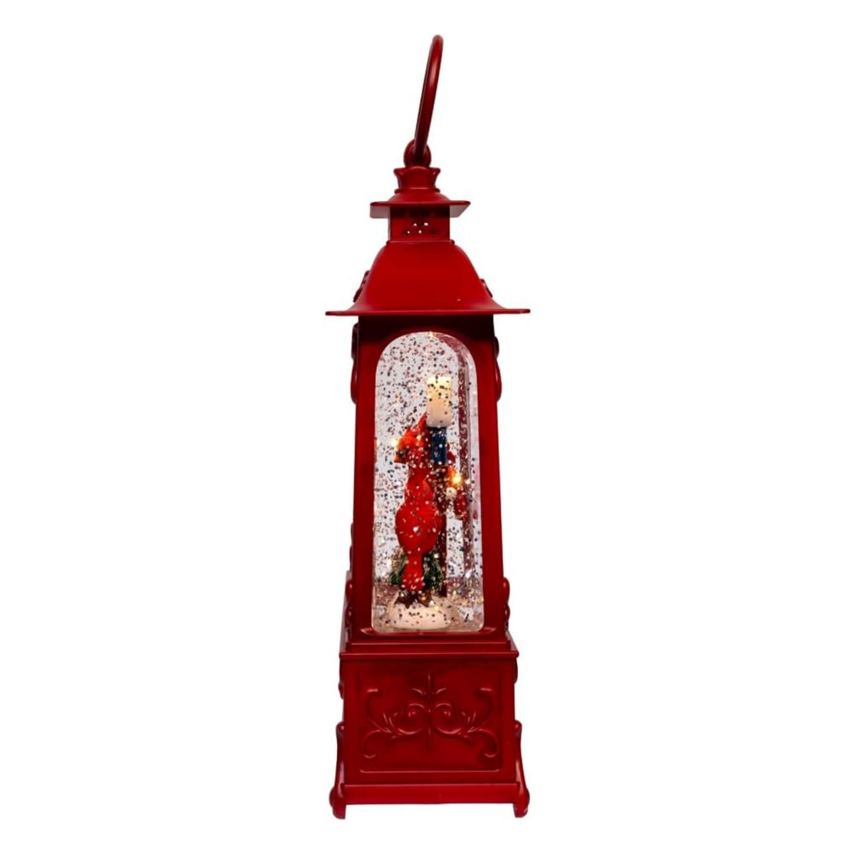Kurt Adler LED Cardinals on Tree Branch Water Lantern, 9in