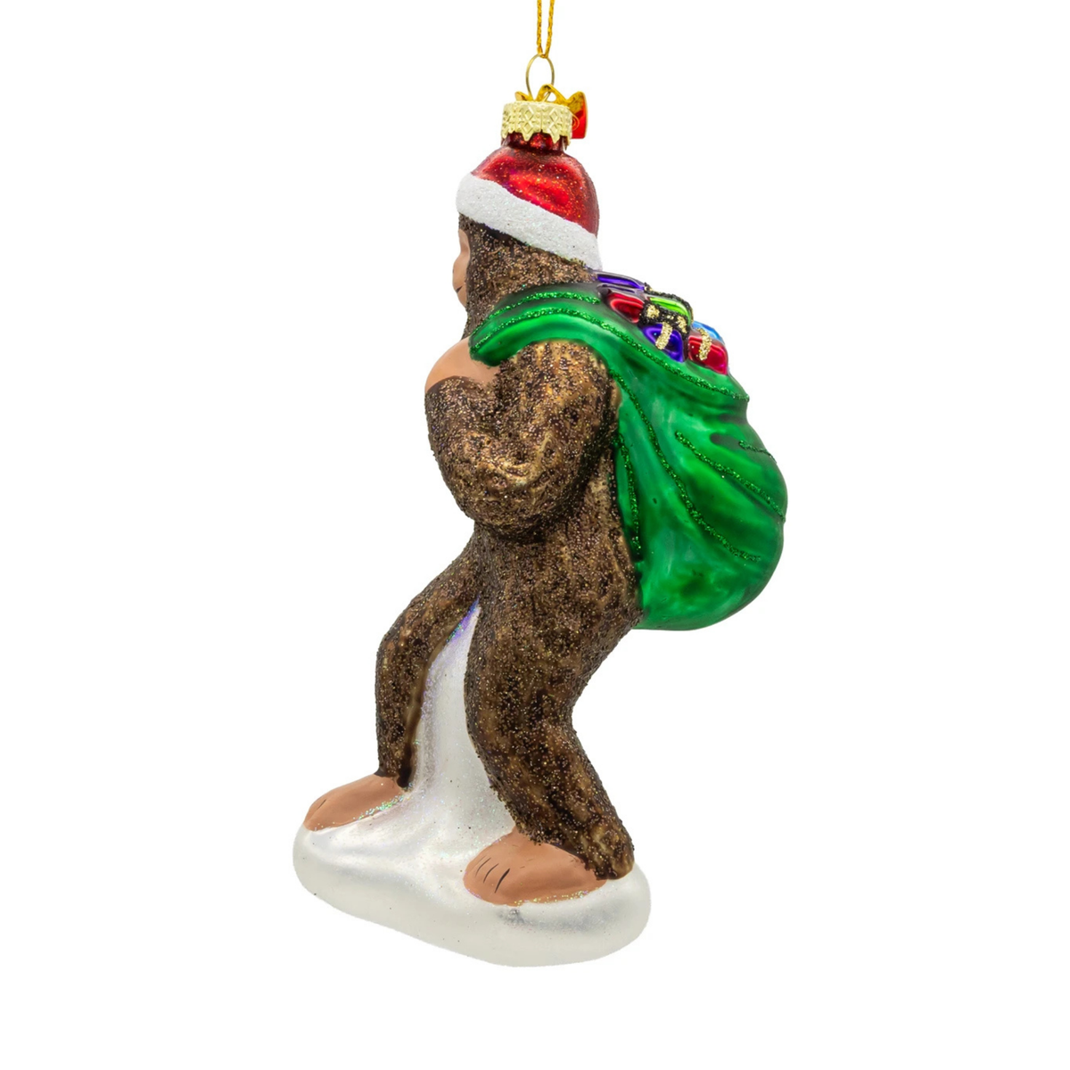Kurt Adler Noble Gems Glass Ornament Collection, Bigfoot with Gifts, 5.5in