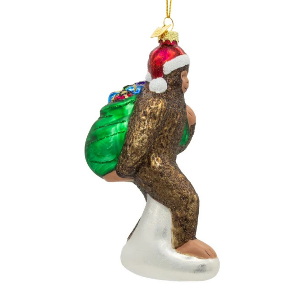 Kurt Adler Noble Gems Glass Ornament Collection, Bigfoot with Gifts, 5.5in