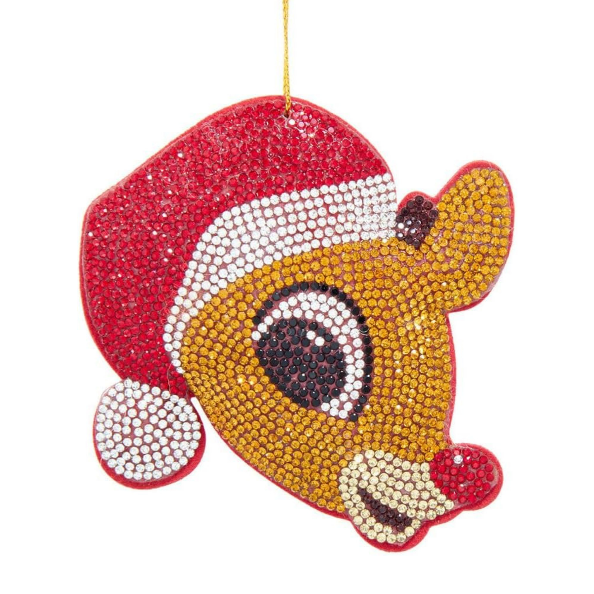 Kurt Adler Bedazzled Fabric Ornament for Christmas Tree, Rudolph, 4in