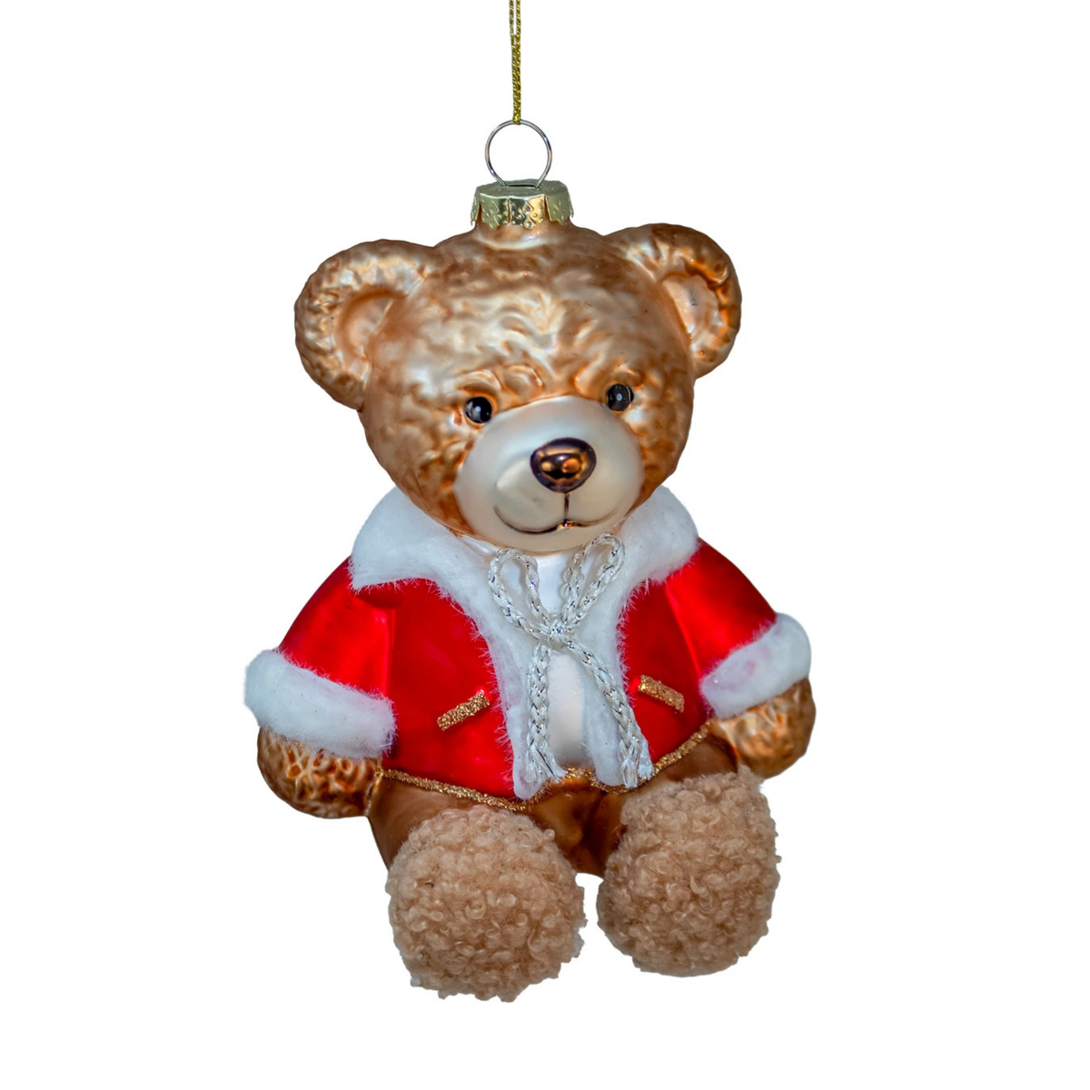 Kurt Adler Glass Ornament for Christmas Tree, Bear with Coat, 6in