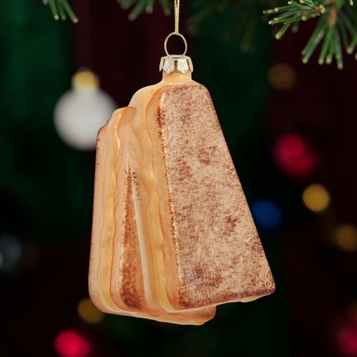 Kurt Adler Glass Ornament for Christmas Tree, Grilled Cheese Sandwich, 4in