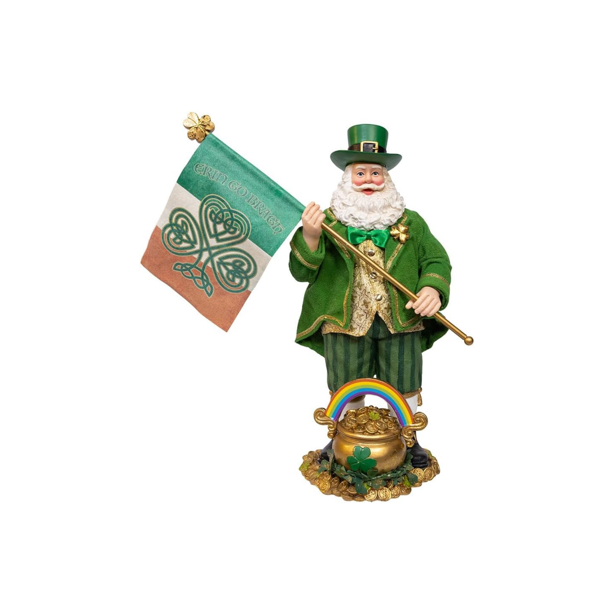 Kurt Adler Musical Fabriche Christmas Figurine Collection, Irish Santa, 11in